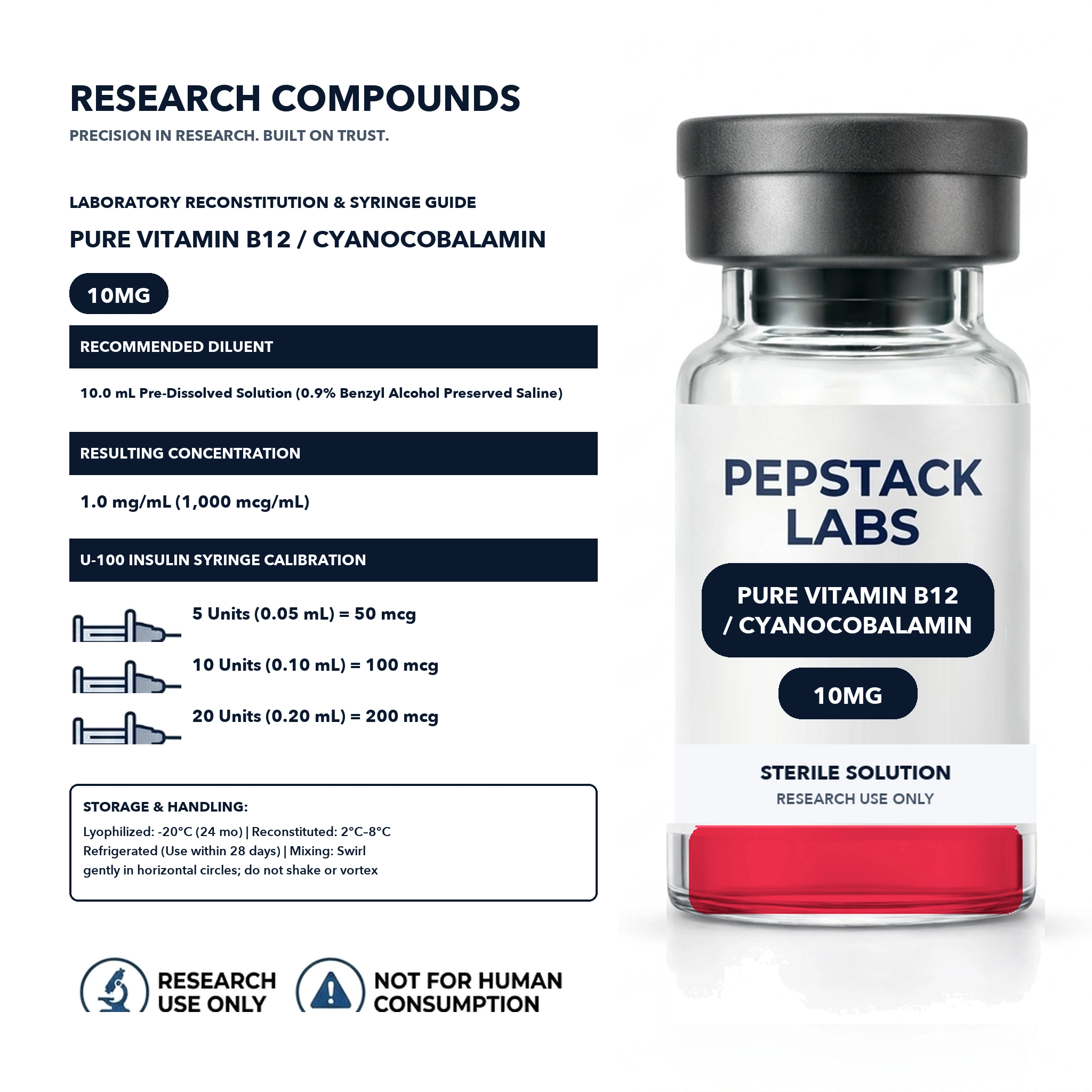 Pure Vitamin B12 / Cyanocobalamin (10mg / 10mL Vial) thumbnail 3