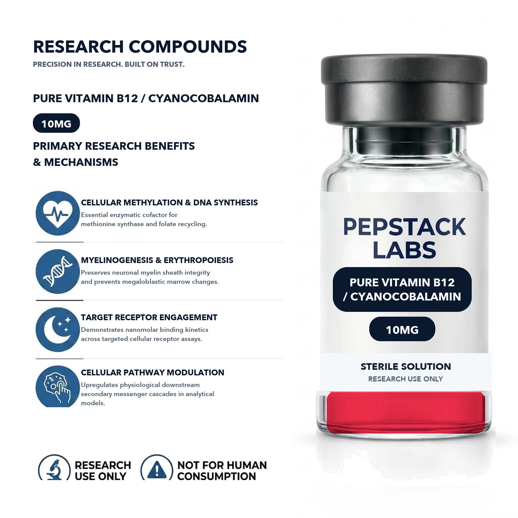 Pure Vitamin B12 / Cyanocobalamin (10mg / 10mL Vial) thumbnail 4