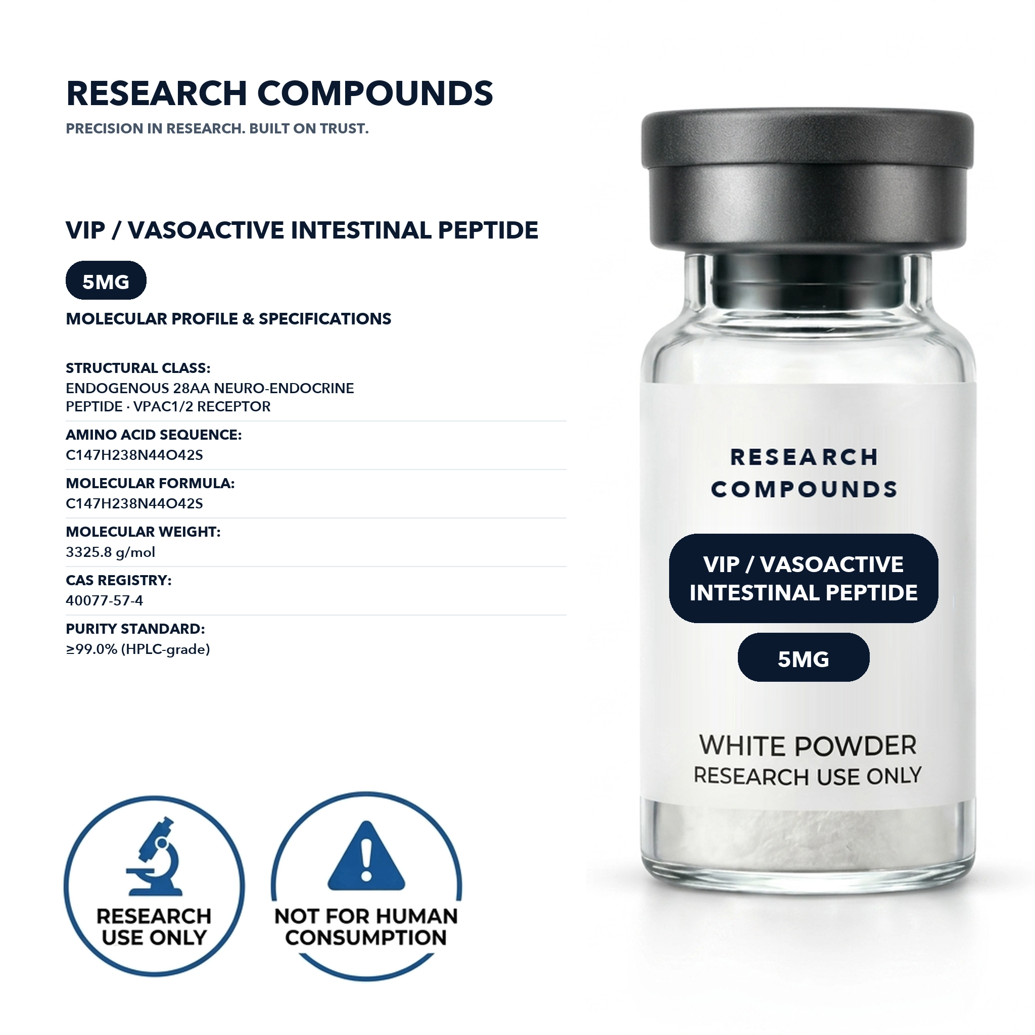 VIP / Vasoactive Intestinal Peptide (5mg Research Vial) thumbnail 2